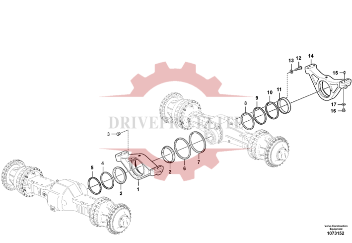 Planet axles  with fitting parts