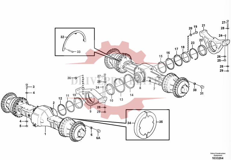 planet axles with fitting parts