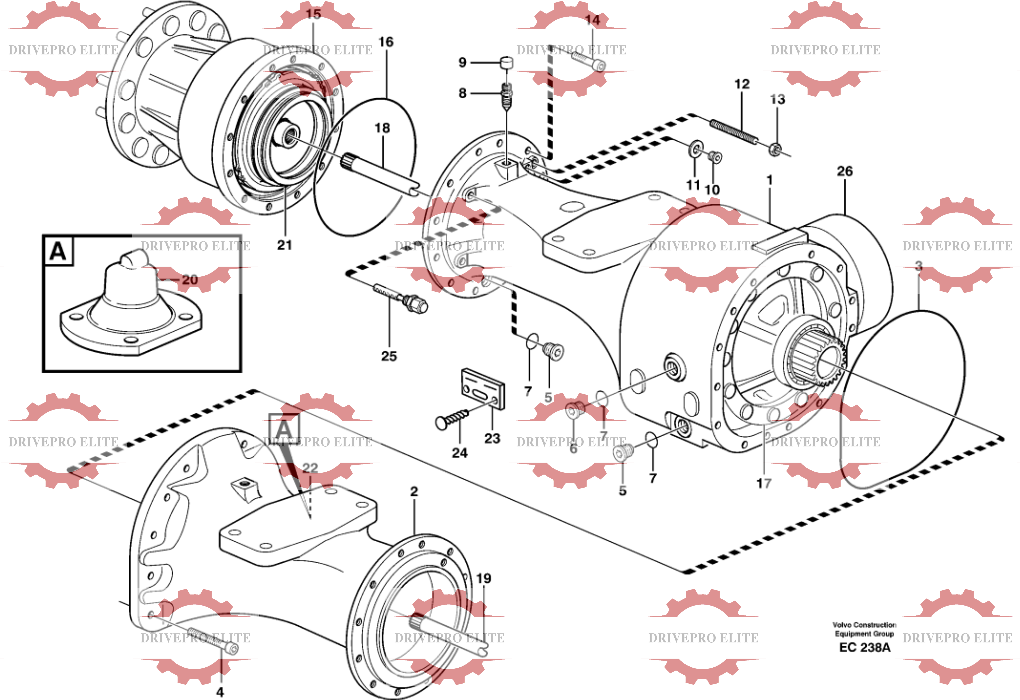 Front planetary Axle