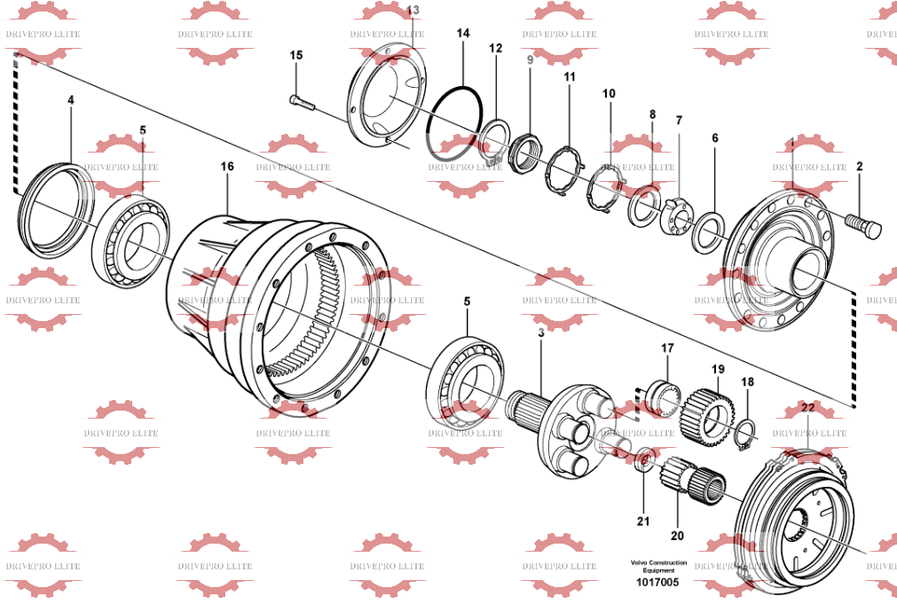 Front planetary axle