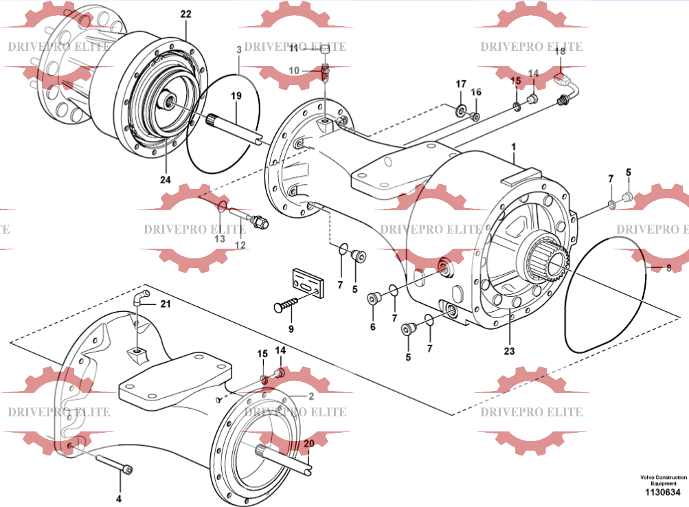 Front planetary axle