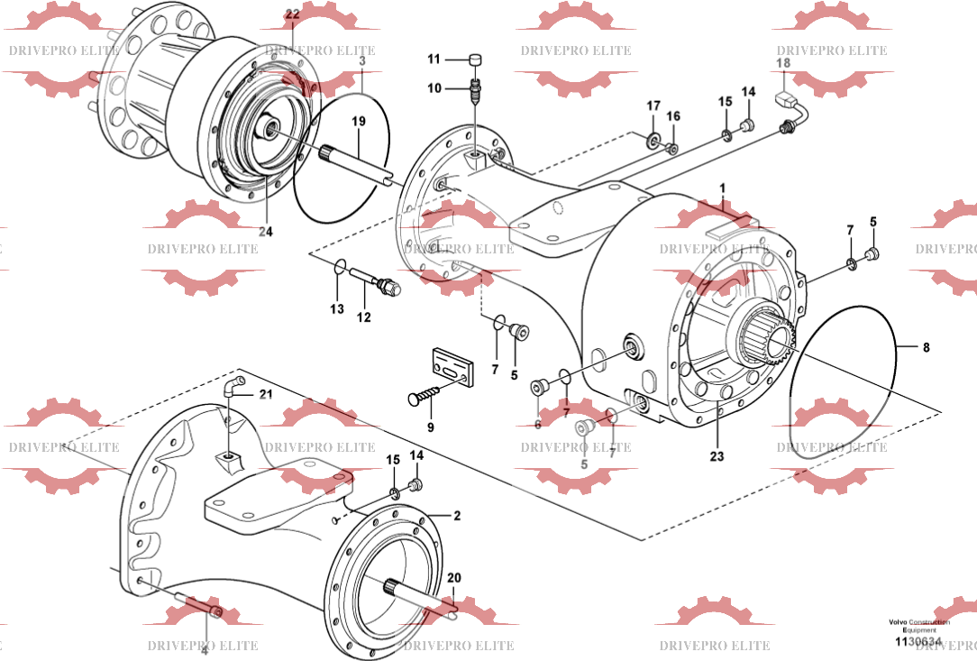 Front planetary axle