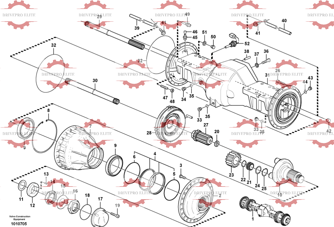 Front planetary axle