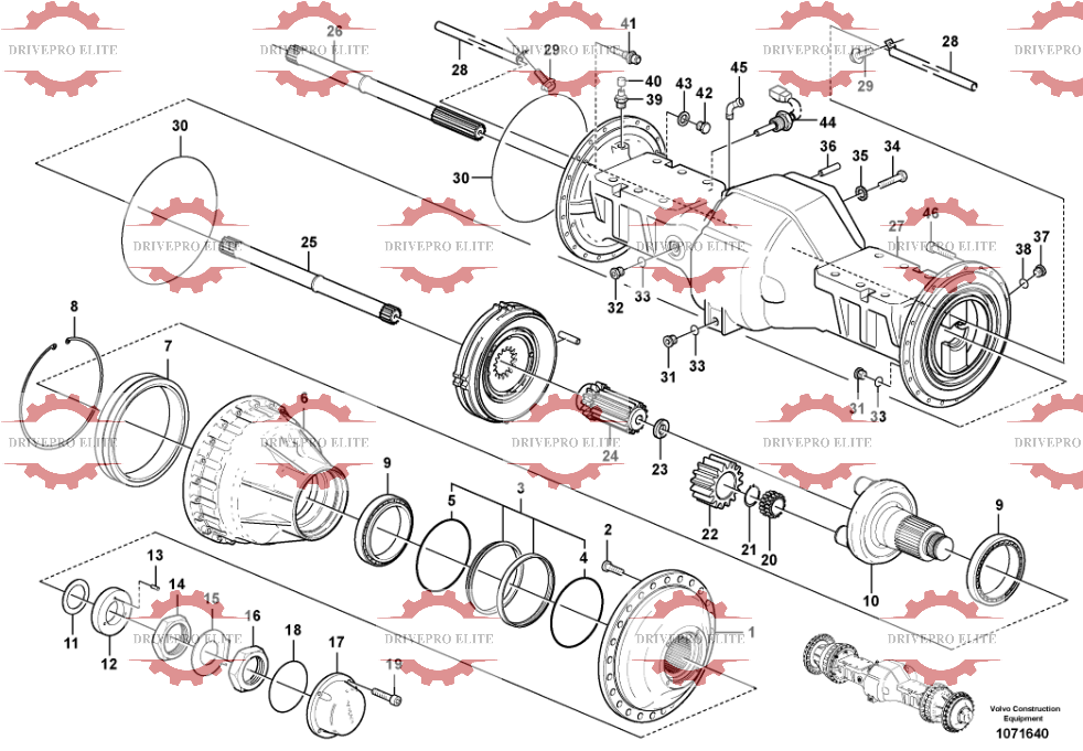 Front planetary axle