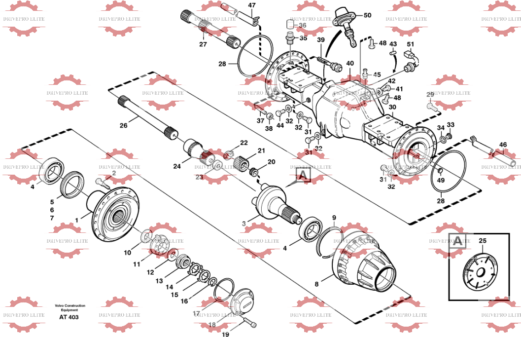 Front planetary axle