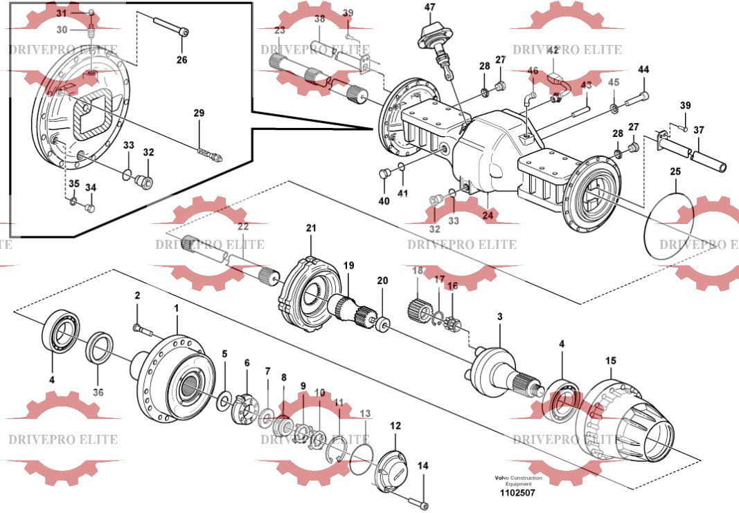 Front planetary axle