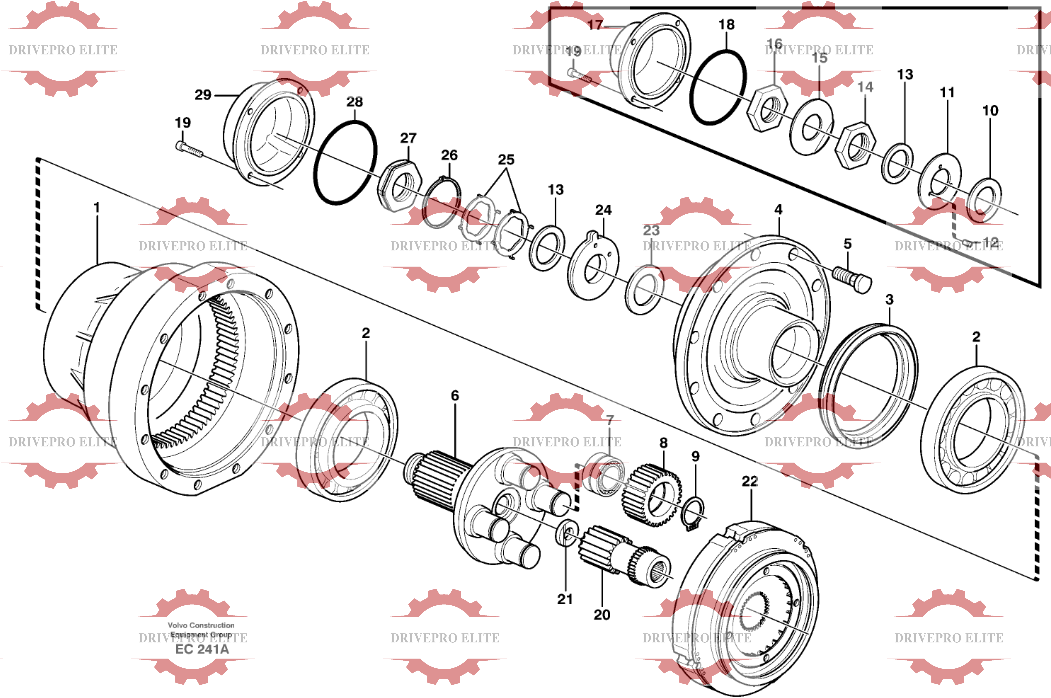 Front planetary axle