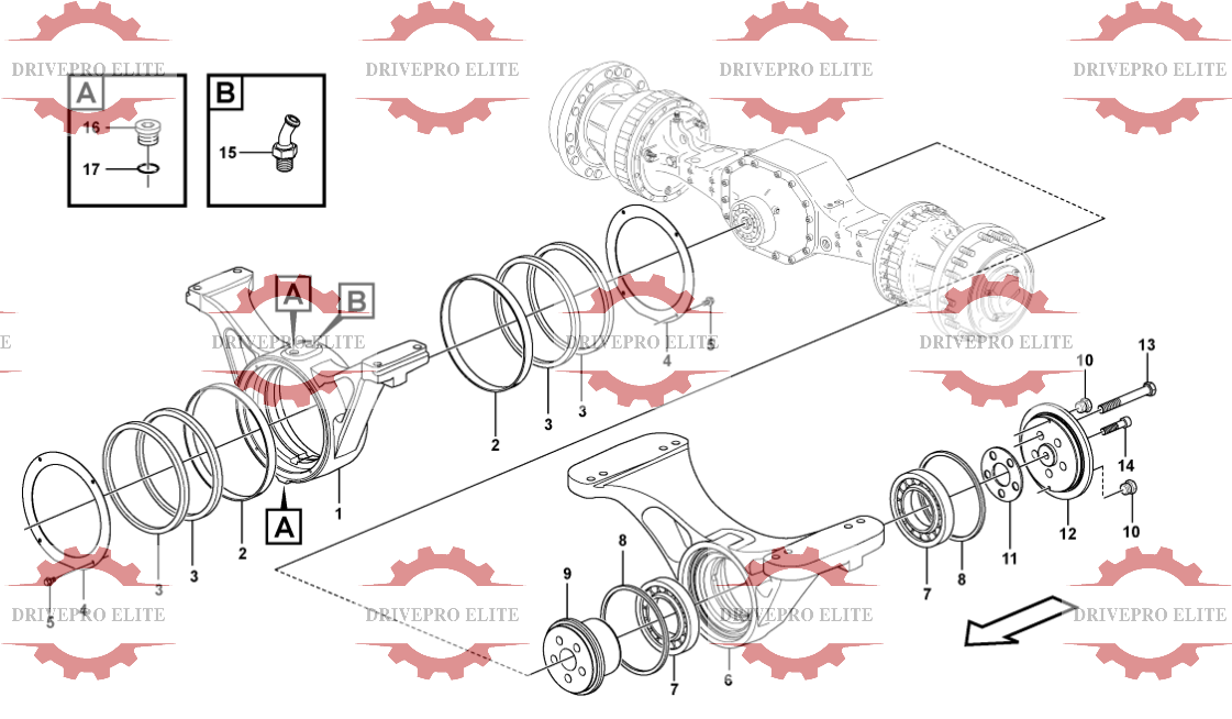 Planet axles  with fitting parts 56006 56007