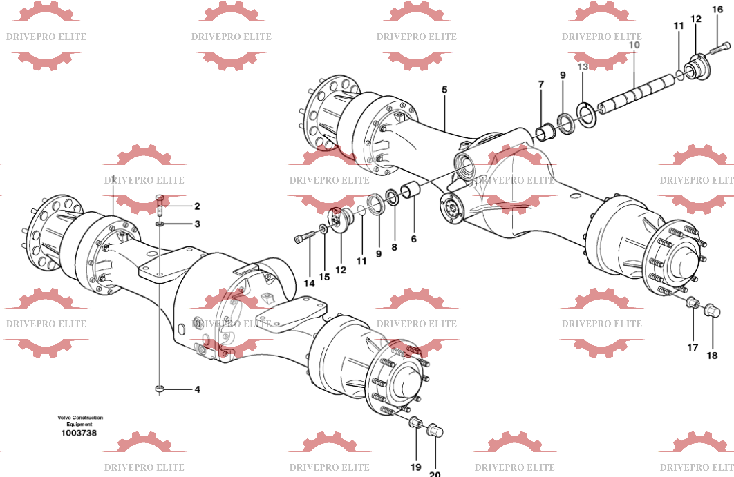 Planet axles  with fitting parts