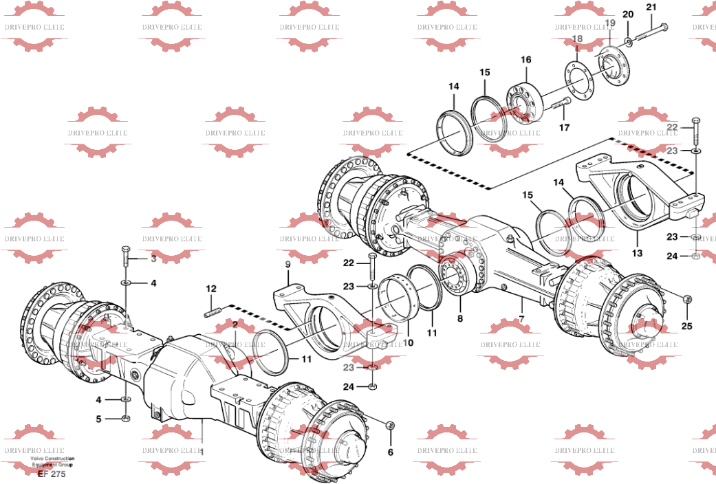 Planet axles  with fitting parts