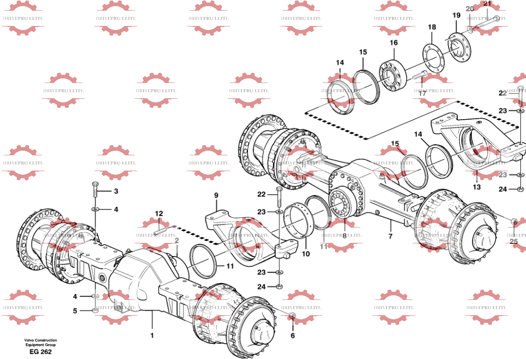 Planet axles  with fitting parts