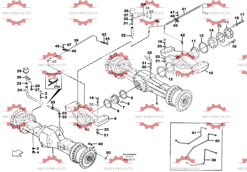 Planet axles  with fitting parts