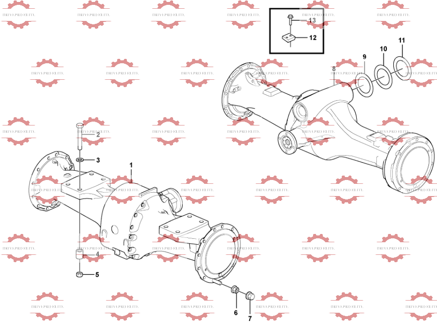 Planet axles  with fitting parts