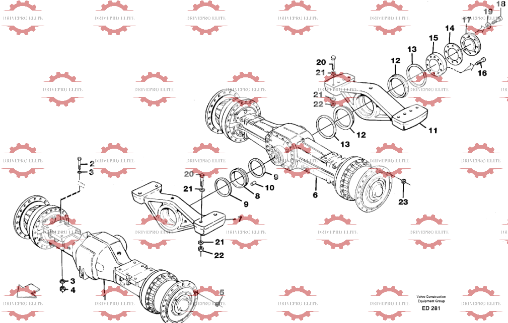 Planet axles  with fitting parts