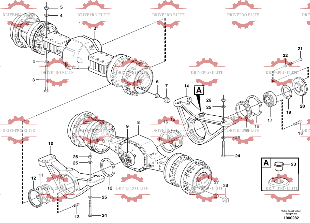 Planet axles  with fitting parts