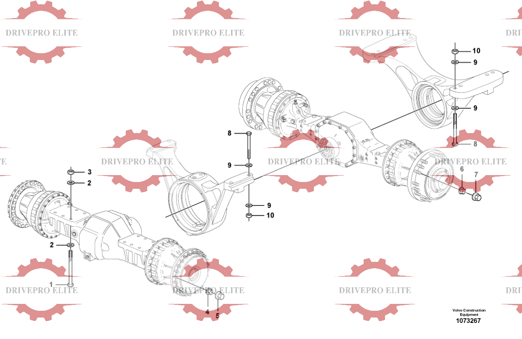 Planet axles  with fitting parts