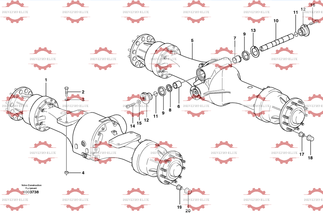 Planet axles  with fitting parts