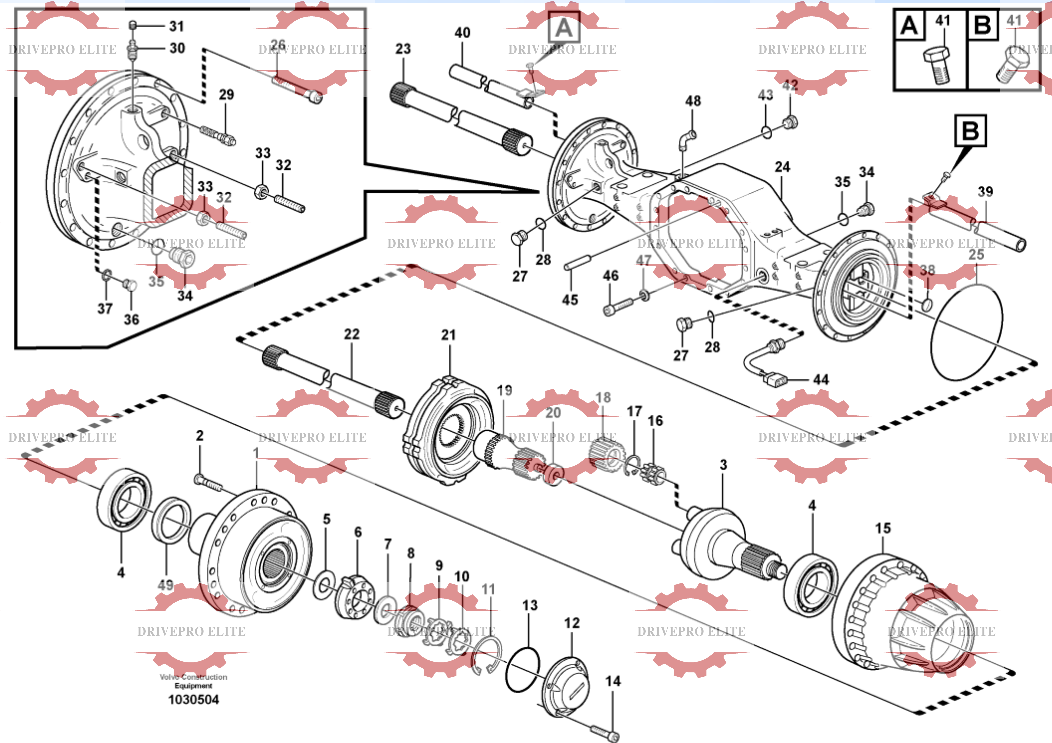 Rear planetary axle