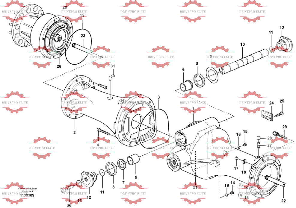 Rear planetary axle