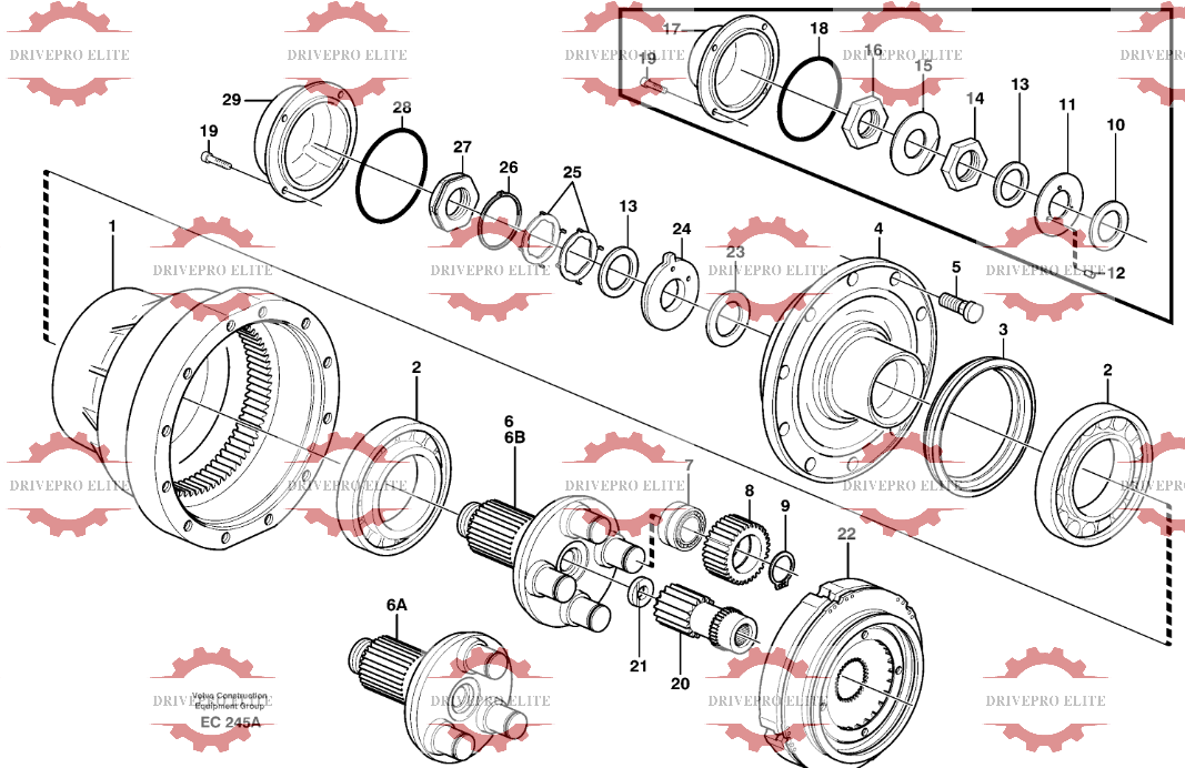 Rear planetary axle