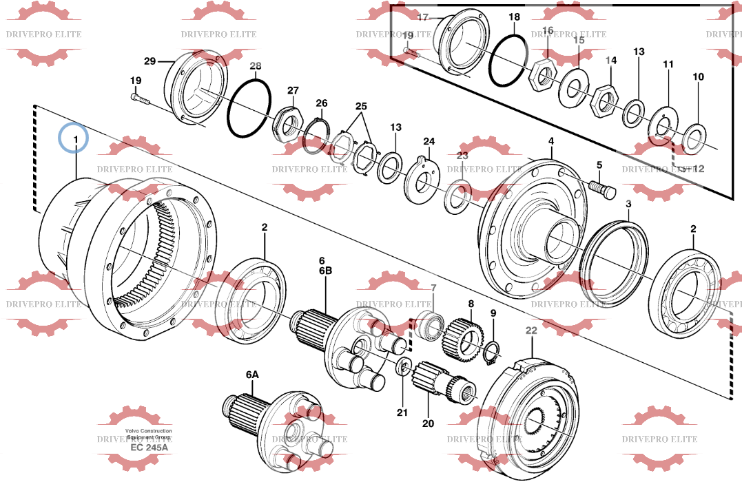 Rear planetary axle