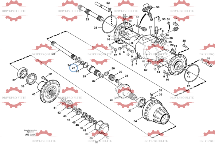 Front planetary axle