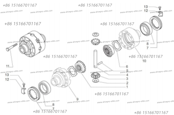 front axle differential assembly