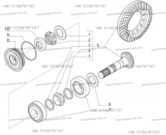 front axle knuckle and cylinder assembly