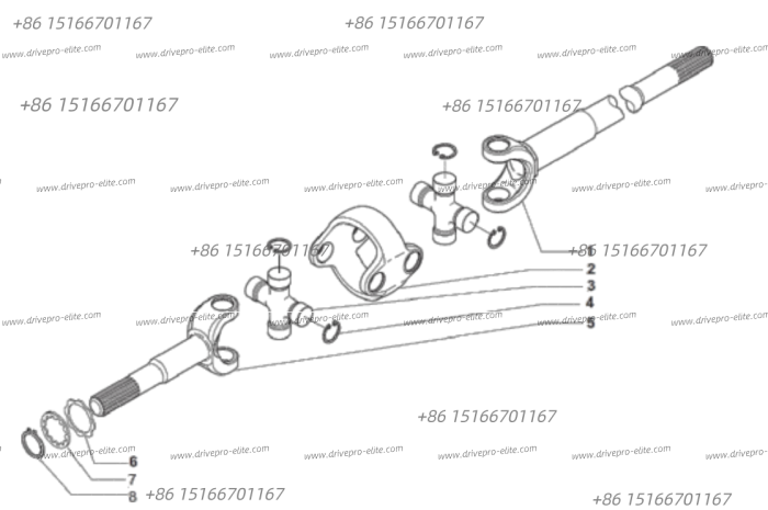 front axle transmission shaft assembly