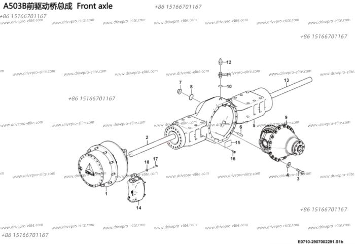 A503B Front axle E0710-2907002291.S1b