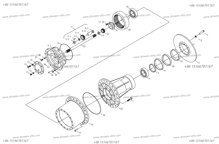 77107A00000000 Front axle assembly (Wheel-end assembly)