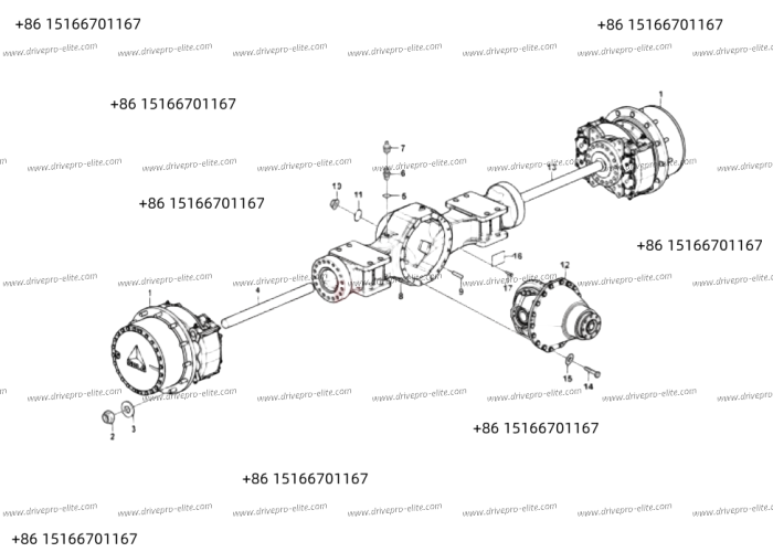 A508A Front axle assembly E0710-2907001194.A1b