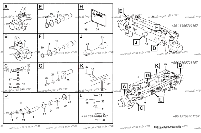 Front axle E0810-2808000202.S1g