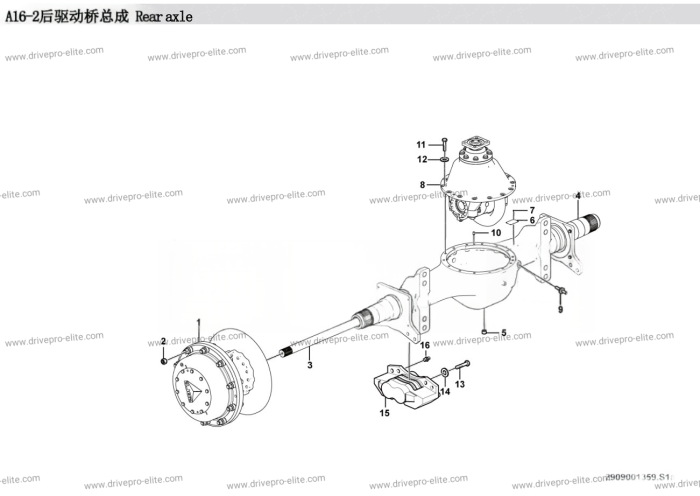 A16-2 Rear axle E0910-2909001359