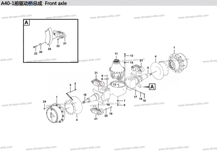 A40-1 Front axle E0710-2907002272.S1a
