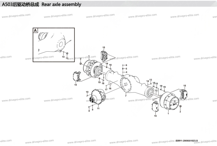A503 Rear axle assembly E0911-2909001023
